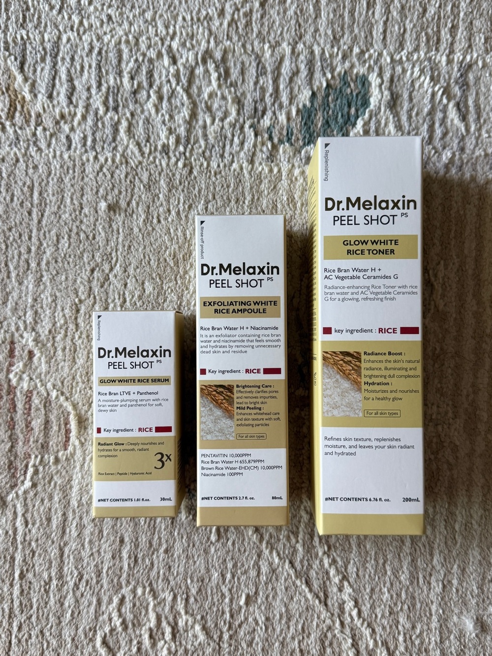 NEW Dr Melaxin Peel Shot Bundle Glow White Rice Toner, Serum, Ampoule